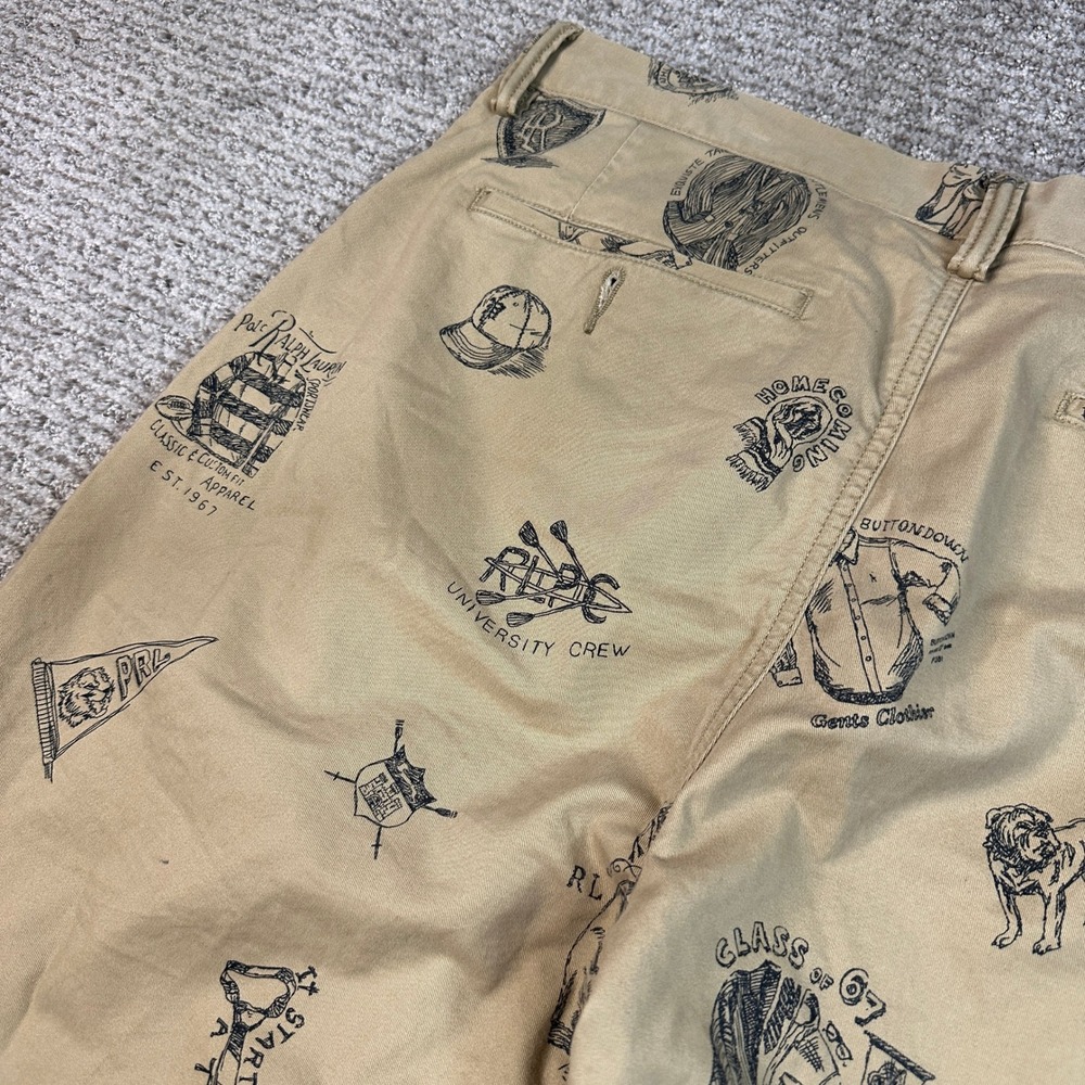 Polo Ralph Lauren Mens 32x30 Khaki Collegiate Graphic Print Straight Fit Chinos - Picture 9 of 9